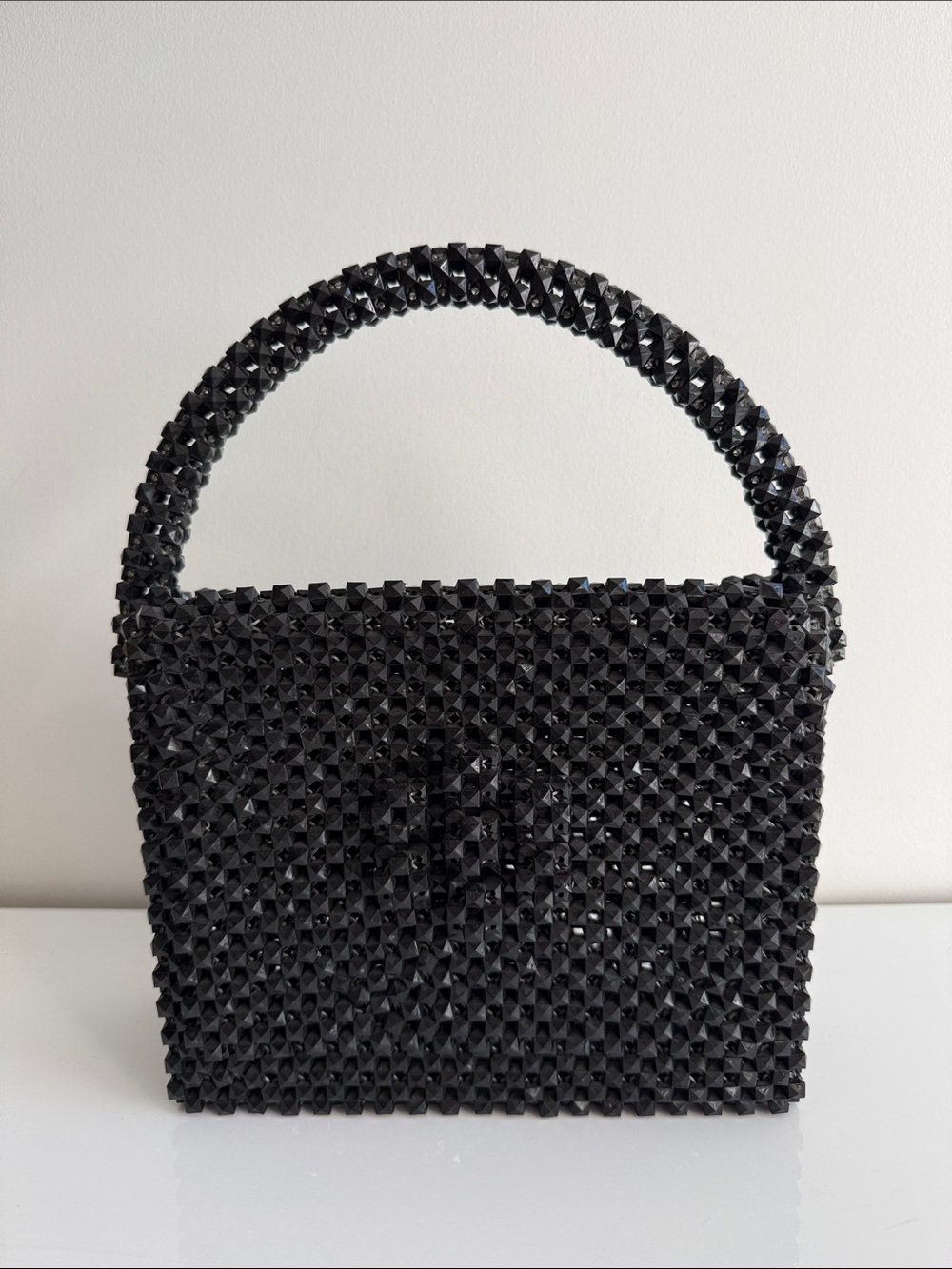 Custom Made Black Beaded Handbag
